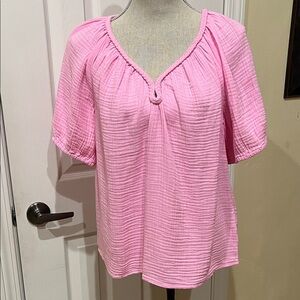 J. Crew Pink Cotton Gauze Blouse